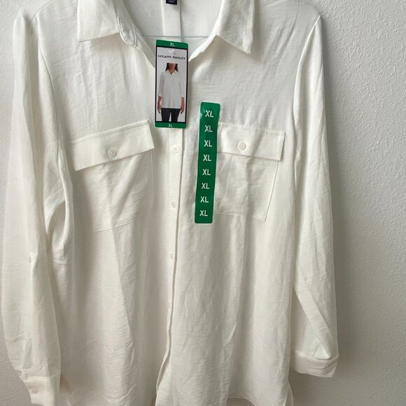 HILARY RADLEY women Ivory Button Up Collared Shirt Long Sleeve Lightweight - Picture 9 of 12